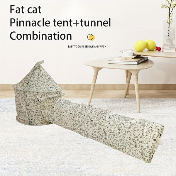 HKM-7872573 Portable Cat Tunnel Tent with Quick Folding Design and Upward Access for Year-Round Play