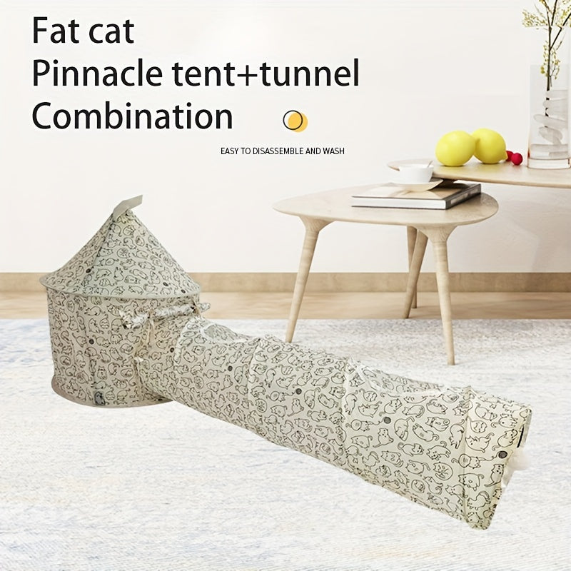 HKM-7872573 Portable Cat Tunnel Tent with Quick Folding Design and Upward Access for Year-Round Play