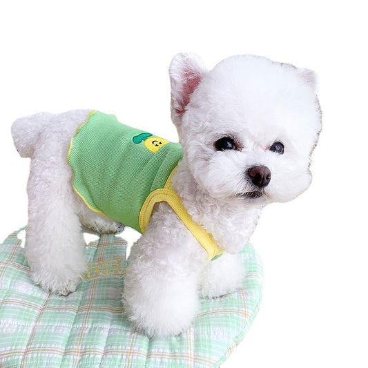HKM-7873469 Summer Pet Dog Clothes - Lightweight Floral Sling for Small Dogs in Blue, Green, Pink, Sizes XS-XXL