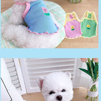 HKM-7873469 Summer Pet Dog Clothes - Lightweight Floral Sling for Small Dogs in Blue, Green, Pink, Sizes XS-XXL