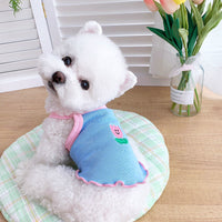 HKM-7873469 Summer Pet Dog Clothes - Lightweight Floral Sling for Small Dogs in Blue, Green, Pink, Sizes XS-XXL