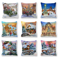 HKM-787347 Cartoon/Anime Christmas Style Peach Skin Fabric Pillow Cover 45x45cm