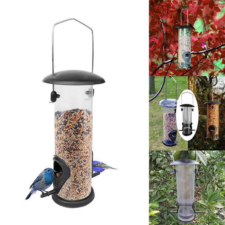HKM-787475 Automatic Outdoor Hanging Bird Feeder - Durable Plastic and Metal Design for Wild Birds