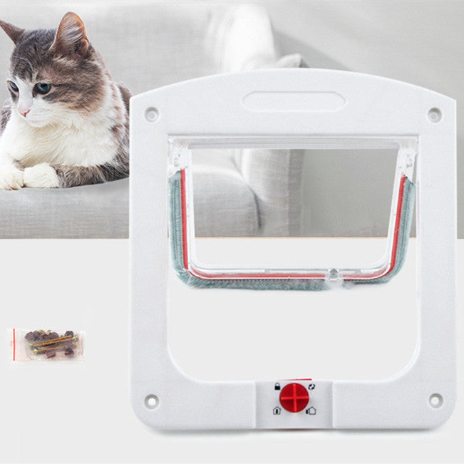 HKM-787539 Controllable Two-Way Pet Door for Easy Access - White/Brown, Durable PP Material