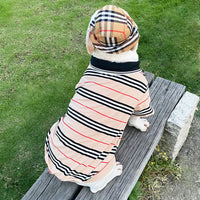 HKM-7875645 Casual Cotton Two-Piece Dog Outfit in Red and Khaki for Small to Extra Large Sizes