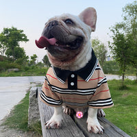HKM-7875645 Casual Cotton Two-Piece Dog Outfit in Red and Khaki for Small to Extra Large Sizes