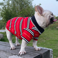 HKM-7875645 Casual Cotton Two-Piece Dog Outfit in Red and Khaki for Small to Extra Large Sizes