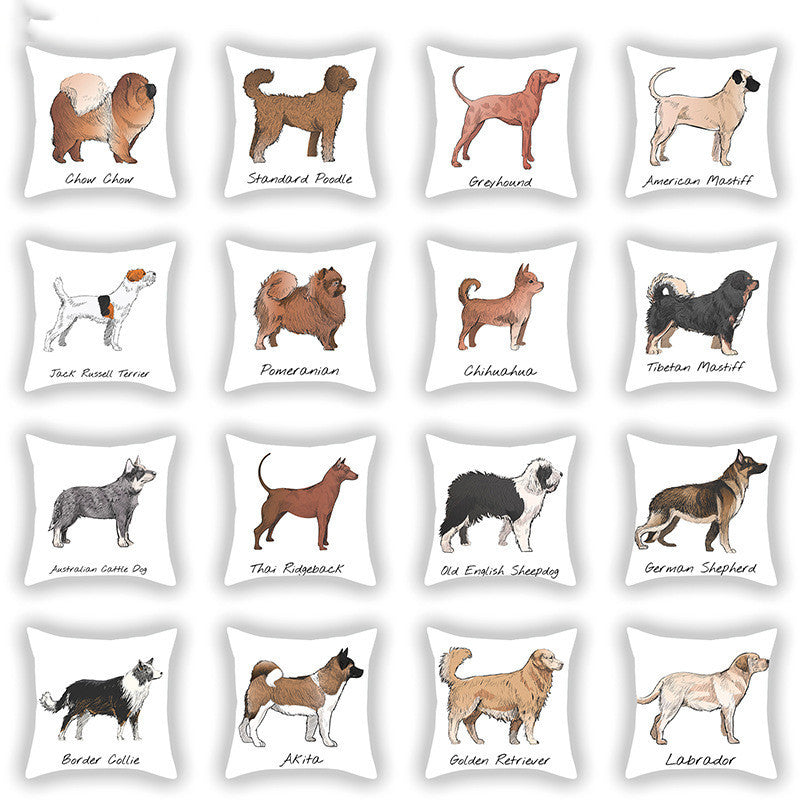 HKM-787603 Cotton and Linen Cartoon Printed Short Plush Pillow Cover - 45x45cm