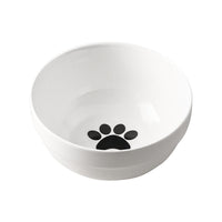 HKM-7877053 Ceramic Cat and Dog Bowl with Cat Ear Iron Frame in Pure White and Unique Designs