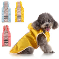 HKM-7879229 Reflective Dog Raincoat - Polyester Waterproof Jacket for Pets, Casual Fit, Various Sizes Available