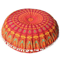 HKM-787923 Round Mandala Floor Pillowcase - Soft Polyester Cushion Cover for Meditation and Home Decor