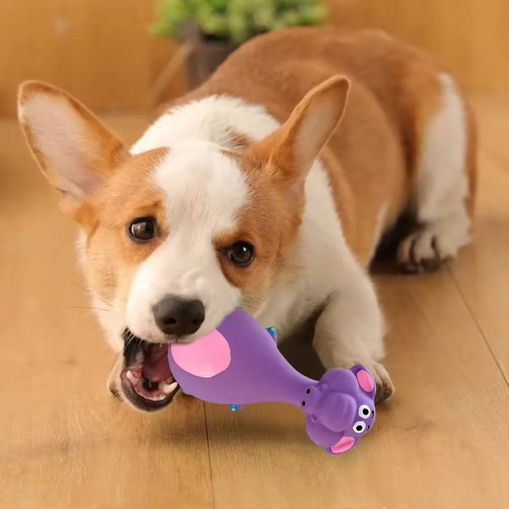 HKM-7879485 Interactive Latex Dog Chew Toy Set - 4 Cartoon Shaped Toys for Dental Health and Anxiety Relief