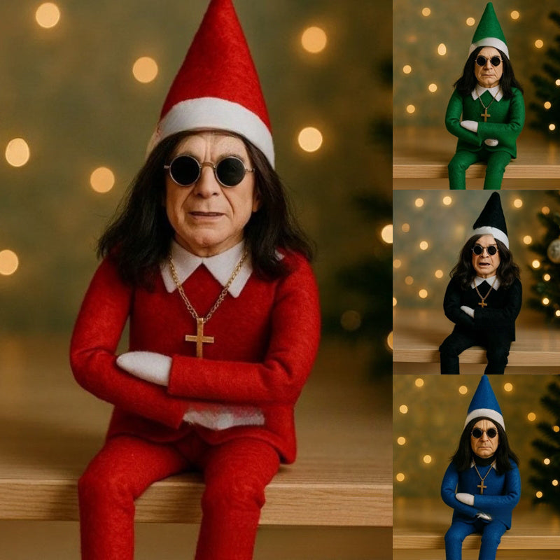 HKM-787987 Ozzy Christmas Elf Doll - Resin Ornament for Holiday Decorations - Available in Red, Green, Blue, and Black