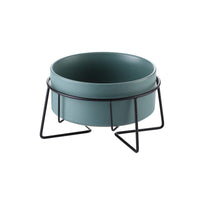 HKM-7881021 Metal Frame Ceramic Pet Bowl - Grey, Dark Green, Pink, Yellow, White - 400ml, 850ml, 1800ml for Cats and Dogs