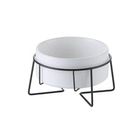 HKM-7881021 Metal Frame Ceramic Pet Bowl - Grey, Dark Green, Pink, Yellow, White - 400ml, 850ml, 1800ml for Cats and Dogs