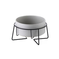 HKM-7881021 Metal Frame Ceramic Pet Bowl - Grey, Dark Green, Pink, Yellow, White - 400ml, 850ml, 1800ml for Cats and Dogs