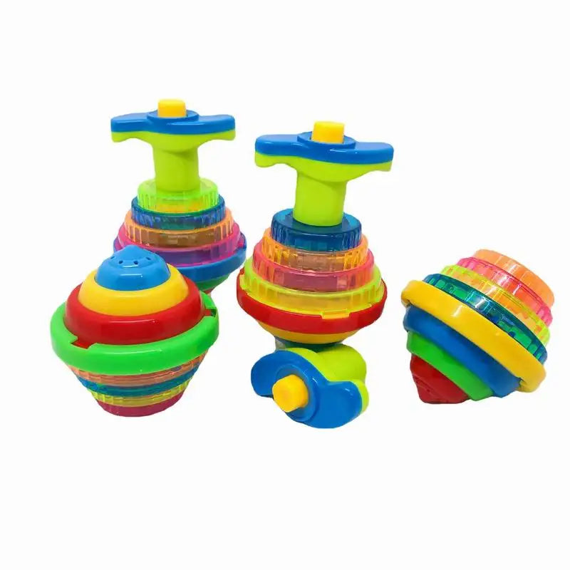 HKM-788115 LED Rainbow Light Spinning Top Toy with Music for Kids, Rotating Gyro Effect, Ages 3 and Up