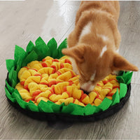 HKM-7881661 Pet Sniffing Mat for Dogs and Cats - Soft Polar Fleece and Oxford Cloth - 50x50cm, Yellow and Grey