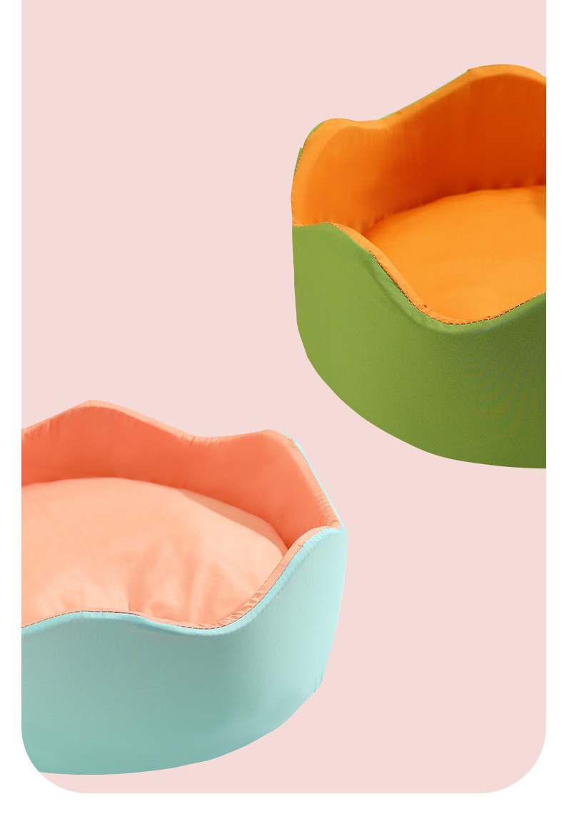 HKM-7882685 Breathable Ice Silk Nest Pet Dog Bed in Green-Orange and Blue-Pink, Multiple Sizes Available