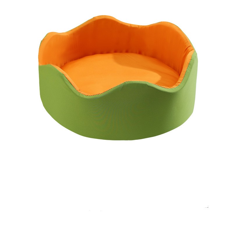HKM-7882685 Breathable Ice Silk Nest Pet Dog Bed in Green-Orange and Blue-Pink, Multiple Sizes Available