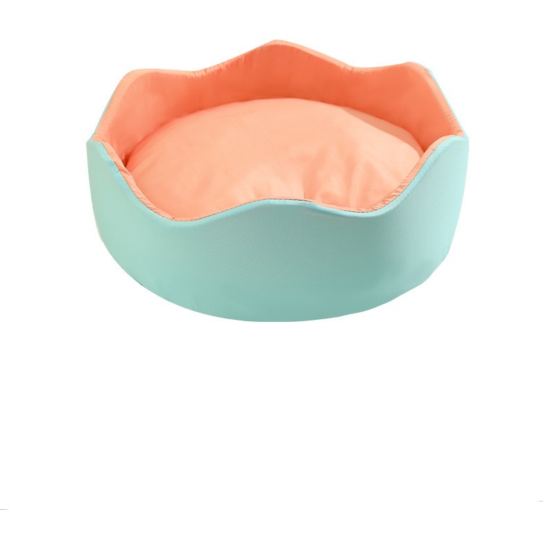HKM-7882685 Breathable Ice Silk Nest Pet Dog Bed in Green-Orange and Blue-Pink, Multiple Sizes Available