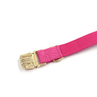 HKM-7882813 Soft Begonia Red Striped Corduroy Dog Collar for All Sizes