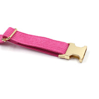 HKM-7882813 Soft Begonia Red Striped Corduroy Dog Collar for All Sizes