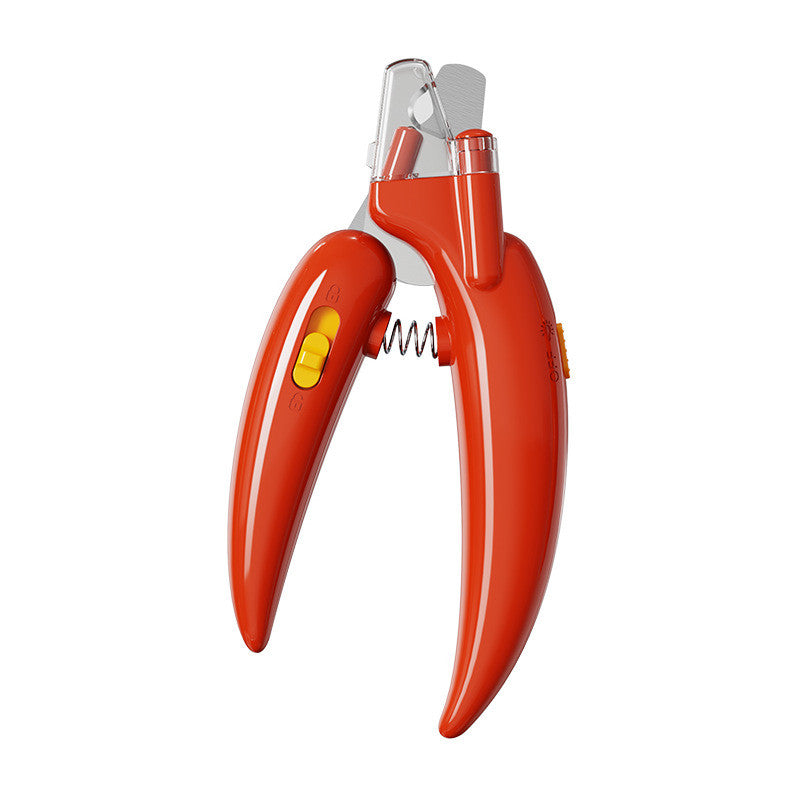 HKM-7884605 Chili Pepper Shaped Pet Nail Clippers with LED Light for Dogs and Cats