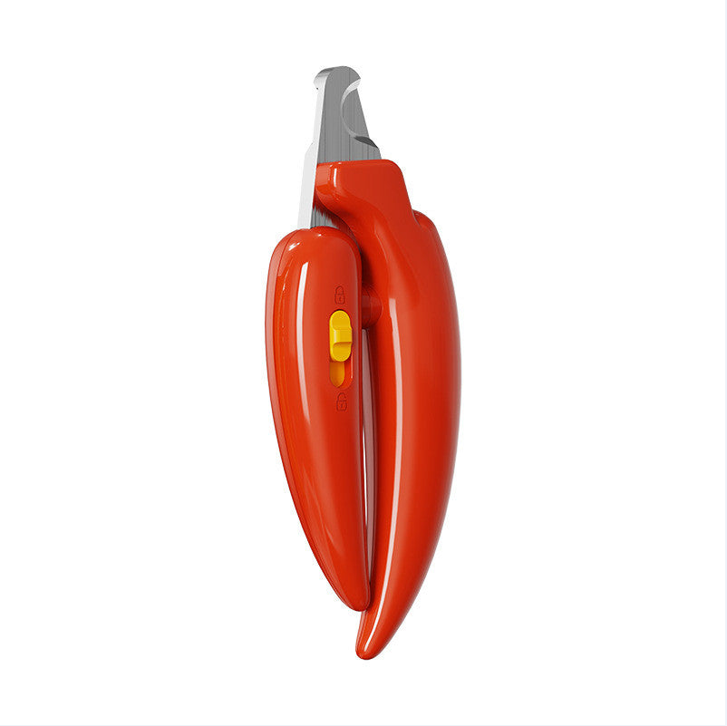 HKM-7884605 Chili Pepper Shaped Pet Nail Clippers with LED Light for Dogs and Cats