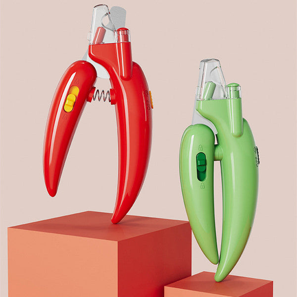 HKM-7884605 Chili Pepper Shaped Pet Nail Clippers with LED Light for Dogs and Cats