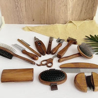 HKM-788627 Wooden Pet Comb for Cats and Dogs - Double-Sided Open Knot and Needle Comb