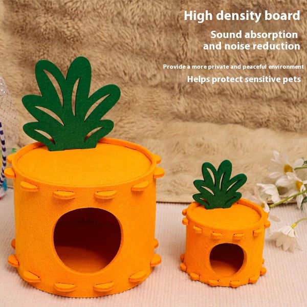 HKM-7886653 Felt Cottage Pet Nest for Hamster, Guinea Pig, Hedgehog & Pygmy Rabbit - Charming Toy Tunnel Shelter