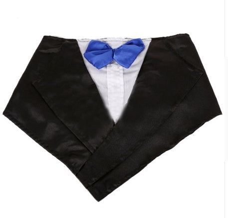 HKM-7887165 Large Triangular Dog Scarf for Weddings - Adjustable Neck Size 57-67cm, Silk Fabric with Waterproof Nylon Backing, Available in Red, Blue, and Purple