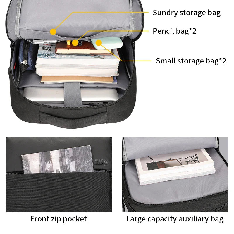 HKM-788755 Waterproof 17-Inch Oxford Laptop Backpack with USB Port for Women