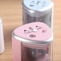 HKM-788819 Electric Battery Operated Double Hole Pencil Sharpener for 6-12mm Pencils in Pink, Blue, and White