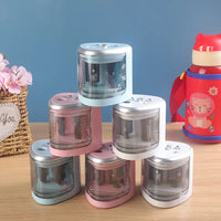 HKM-788819 Electric Battery Operated Double Hole Pencil Sharpener for 6-12mm Pencils in Pink, Blue, and White
