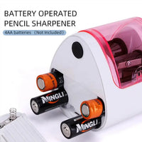 HKM-788819 Electric Battery Operated Double Hole Pencil Sharpener for 6-12mm Pencils in Pink, Blue, and White