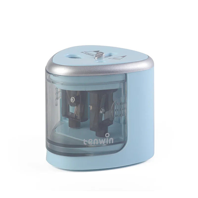 HKM-788819 Electric Battery Operated Double Hole Pencil Sharpener for 6-12mm Pencils in Pink, Blue, and White