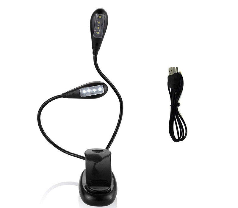 HKM-788883 Adjustable Double Head USB and Battery Operated Clip Light for Music Scores and Reading
