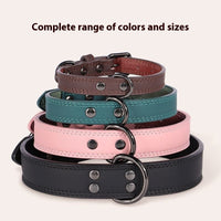 HKM-7889213 Medium Bell Anti-Lost Leather Pet Collar in Brown, Black, Green, and Pink