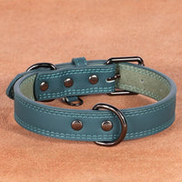 HKM-7889213 Medium Bell Anti-Lost Leather Pet Collar in Brown, Black, Green, and Pink