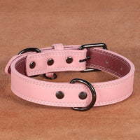 HKM-7889213 Medium Bell Anti-Lost Leather Pet Collar in Brown, Black, Green, and Pink