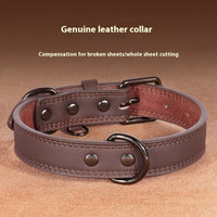 HKM-7889213 Medium Bell Anti-Lost Leather Pet Collar in Brown, Black, Green, and Pink