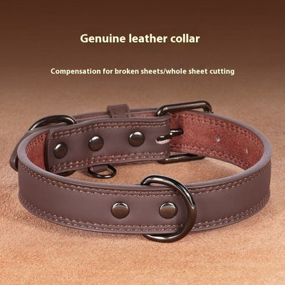 HKM-7889213 Medium Bell Anti-Lost Leather Pet Collar in Brown, Black, Green, and Pink
