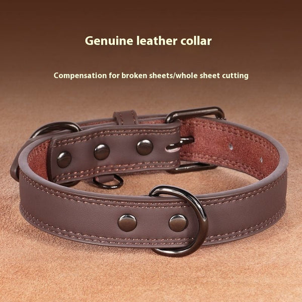 HKM-7889213 Medium Bell Anti-Lost Leather Pet Collar in Brown, Black, Green, and Pink