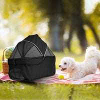 HKM-7890237 Foldable Pet Stroller with Removable Liner and Storage Basket for Dogs and Cats
