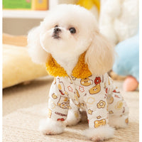 HKM-7891133 Quilted Cotton Dog Jumpsuit with Sherpa Hood for Winter Warmth and Comfort