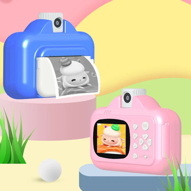 HKM-789267 Mini Instant Print Digital Video Selfie Camera for Kids - 1080P, 180° Wide Angle, 2.4" Screen, Recording Function