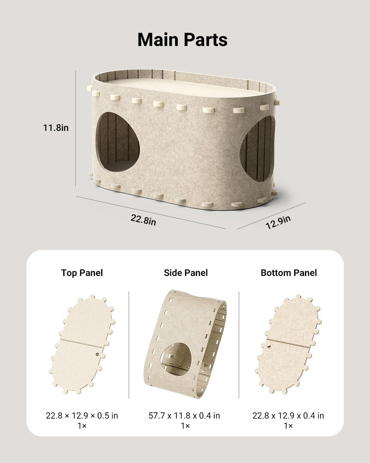 HKM-7893821 Cozy Enclosed Cat Bed Cave with Scratch-Resistant Design and Foldable Tunnel for Indoor Cats