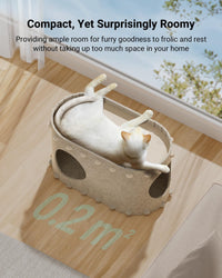 HKM-7893821 Cozy Enclosed Cat Bed Cave with Scratch-Resistant Design and Foldable Tunnel for Indoor Cats
